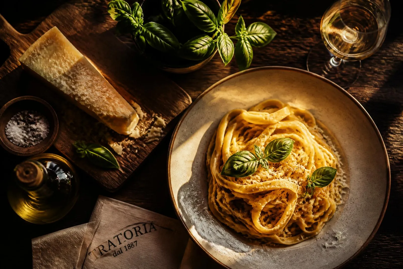 Tagliatelle fraîches maison au parmesan et basilic - La Pasta Della Mama, restaurant italien à Nice